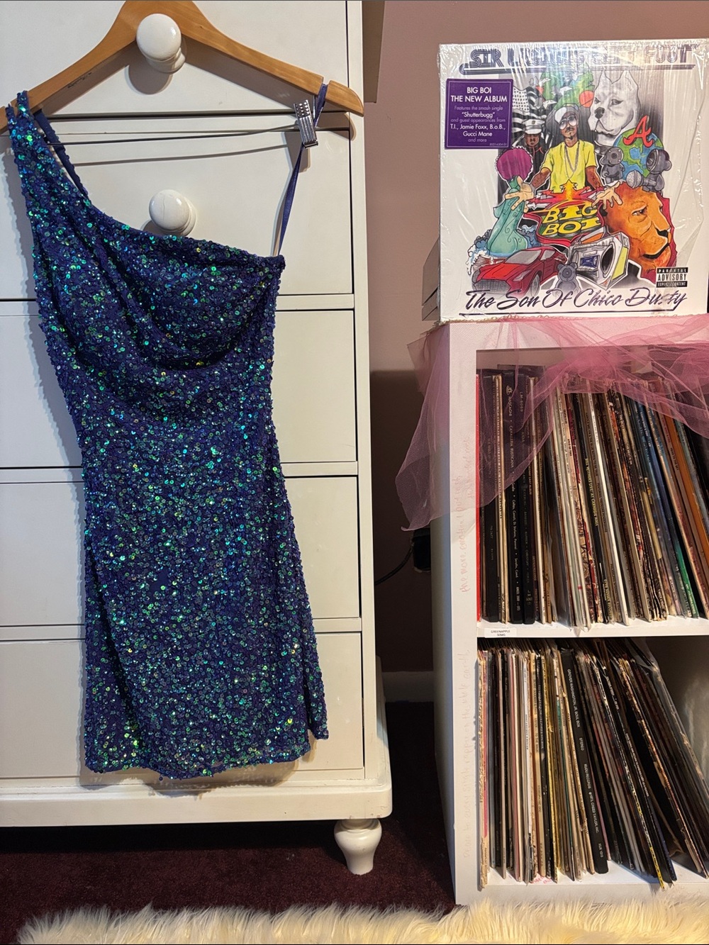 NWT Ashley Lauren 0 New Hand-beaded Sequin Mini Dress Purple Homecoming Pageant